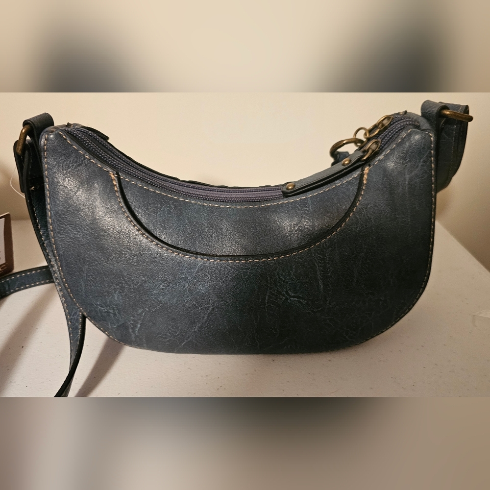 b.o.c. Women's Blue Embossed Shoulder Bag - Picture 3 of 4